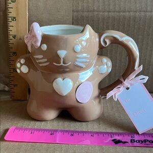 Cute Cat Shaped Mug with Bow